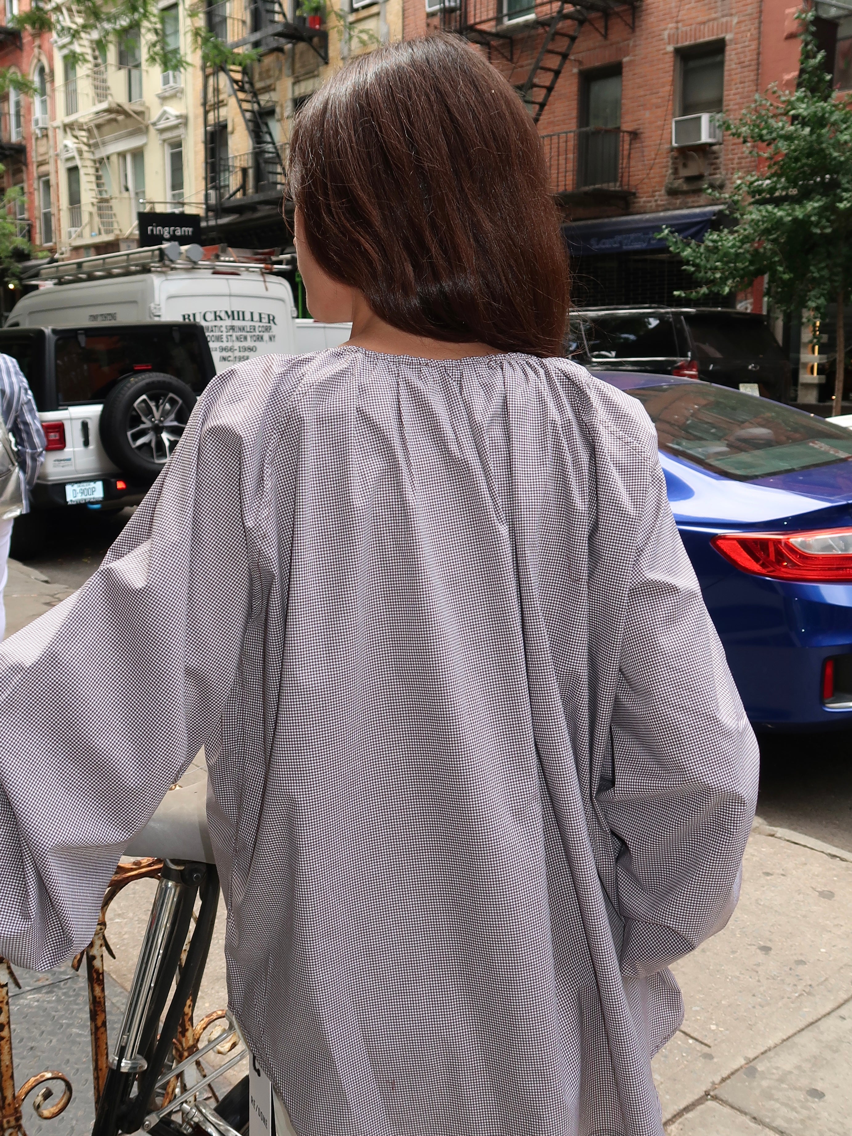 Amara Blouse in Hanne Gingham Espresso