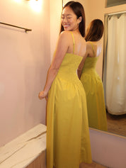 Mila Smocked Maxi Dress in Chartreuse