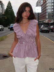 Hedda Top in Maia Stripe Burgundy