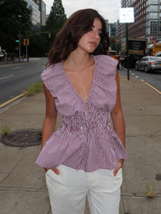 Hedda Top in Maia Stripe Burgundy