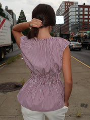 Hedda Top in Maia Stripe Burgundy