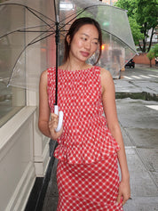 Justine Smocked Top in Tomato