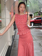 Justine Smocked Top in Tomato