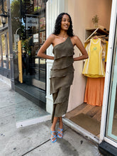 Load image into Gallery viewer, Matilda One Shoulder Dress in Steel Olive
