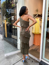 Load image into Gallery viewer, Matilda One Shoulder Dress in Steel Olive
