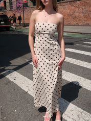 Townes Strapless Dress in Brown Dot