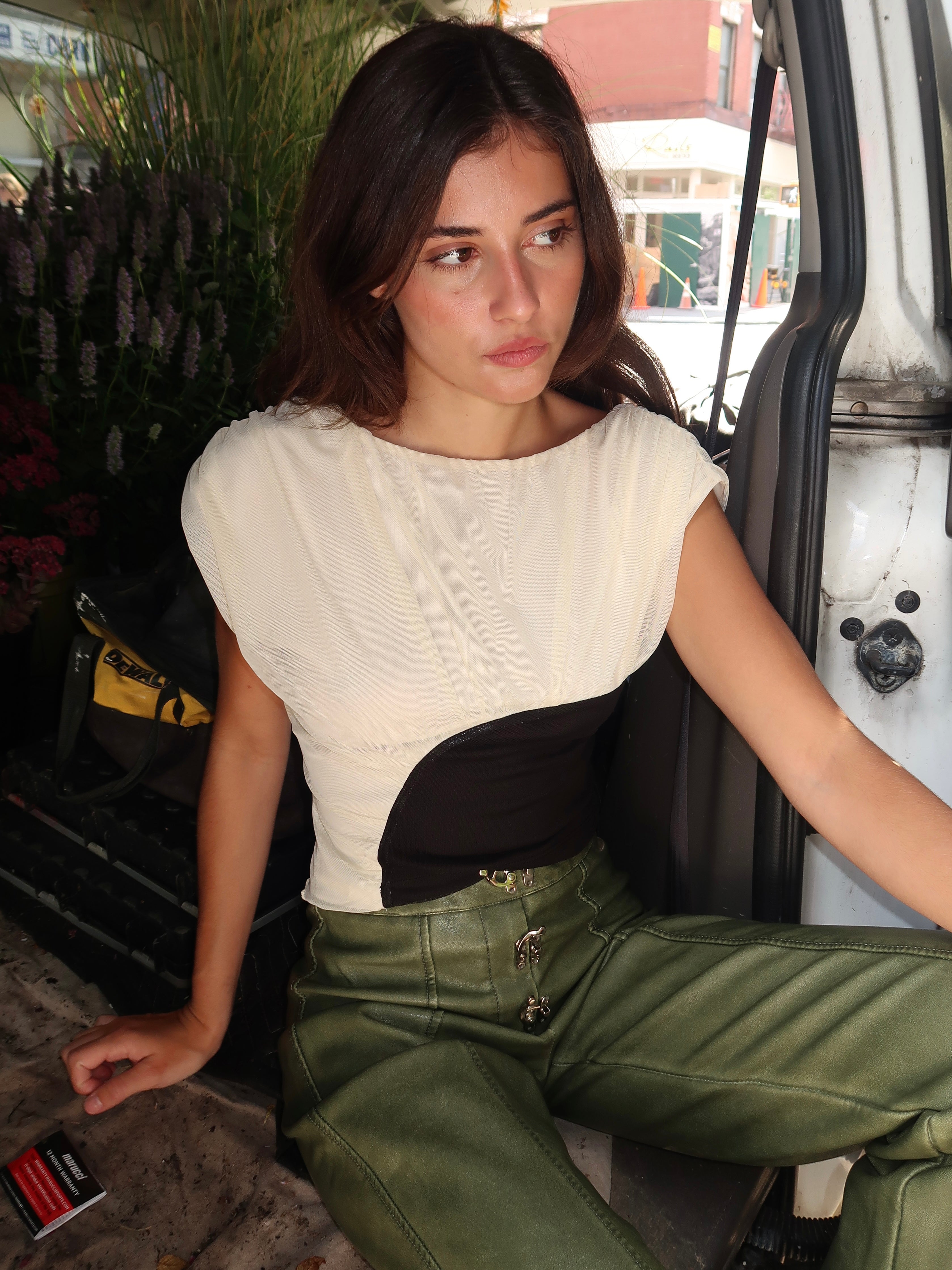 Gemini Draped Top in White