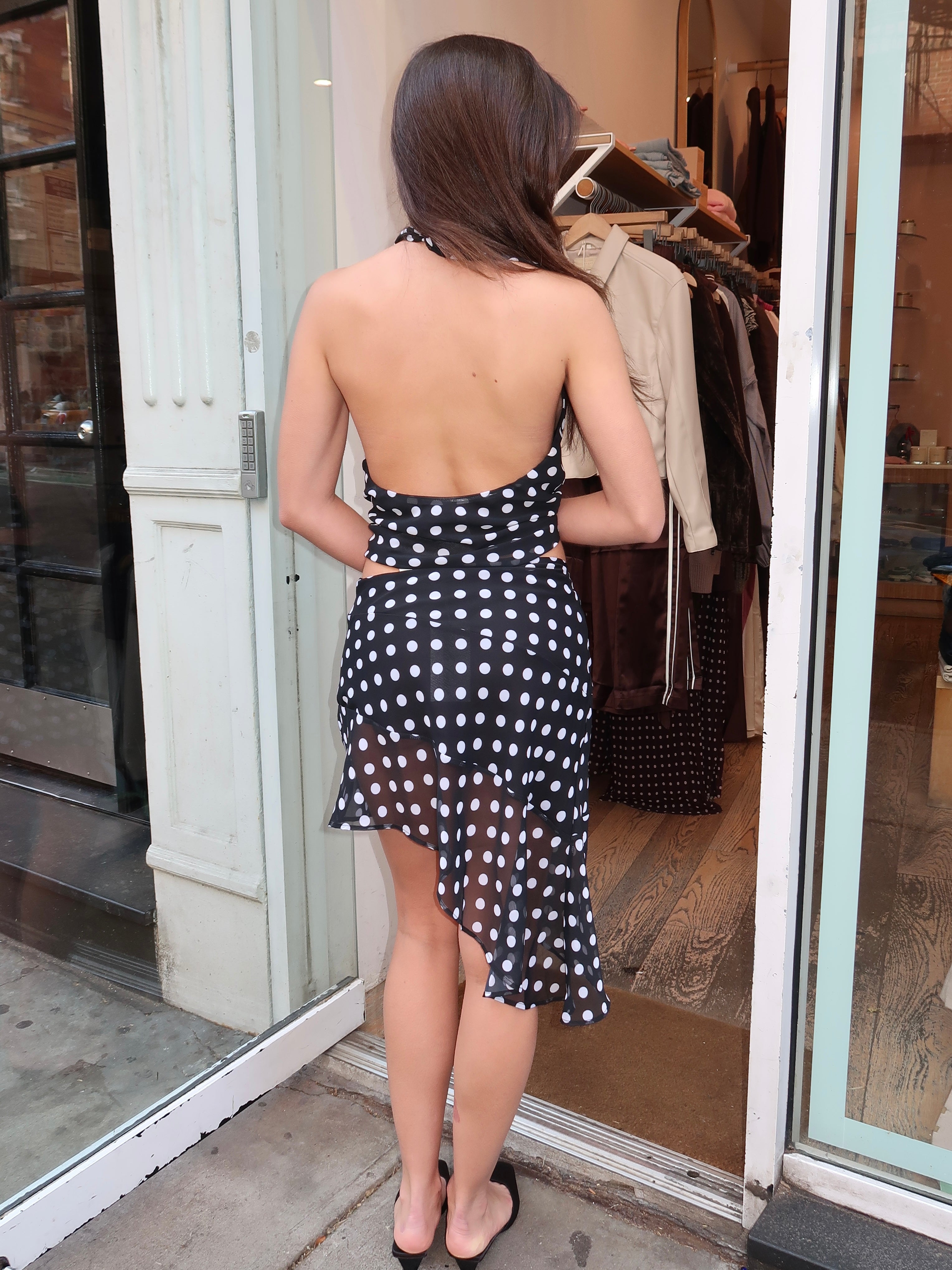 The Harley Skirt in Black & White Dot