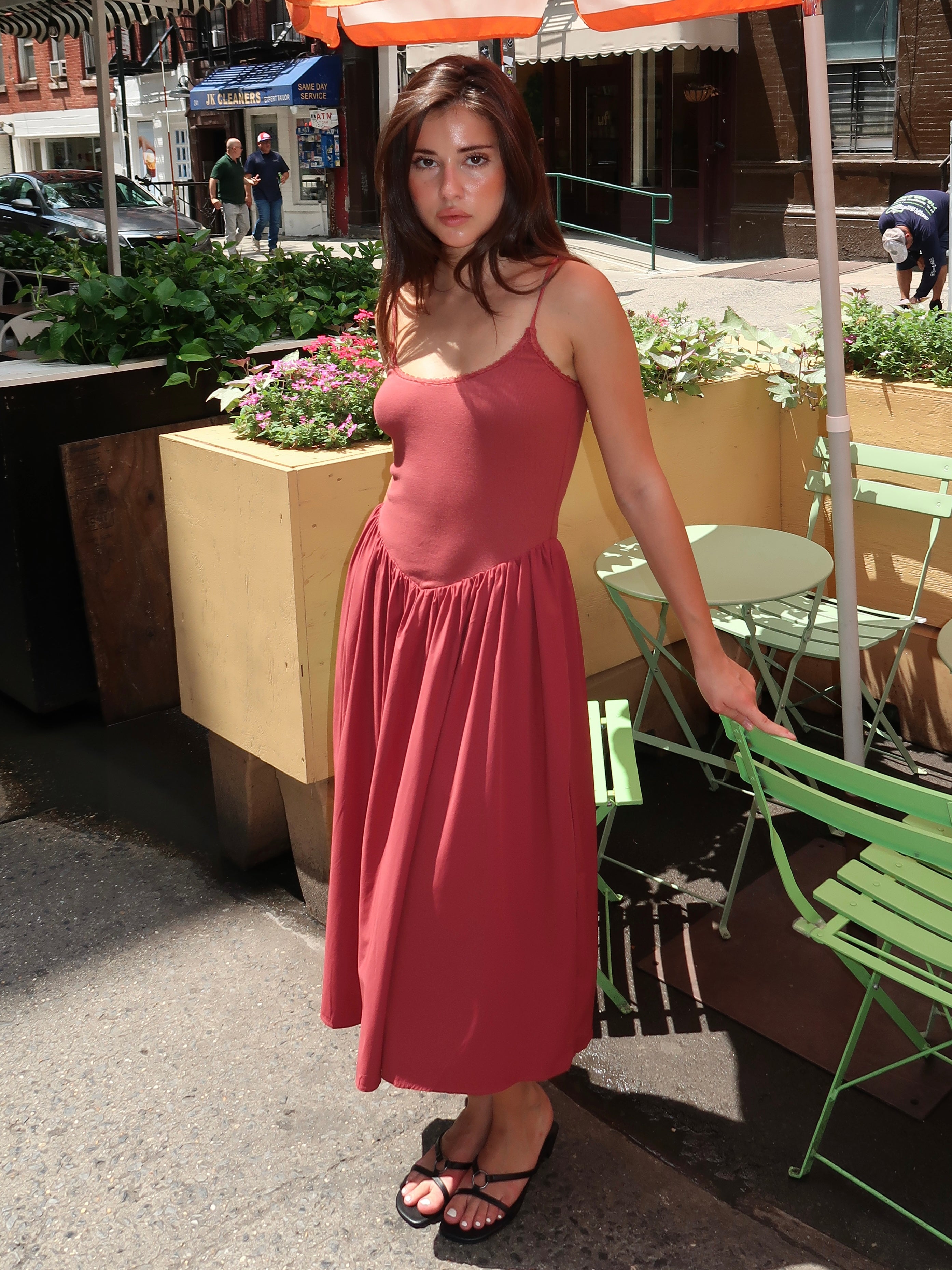 Claudette Midi Dress in Rosewood
