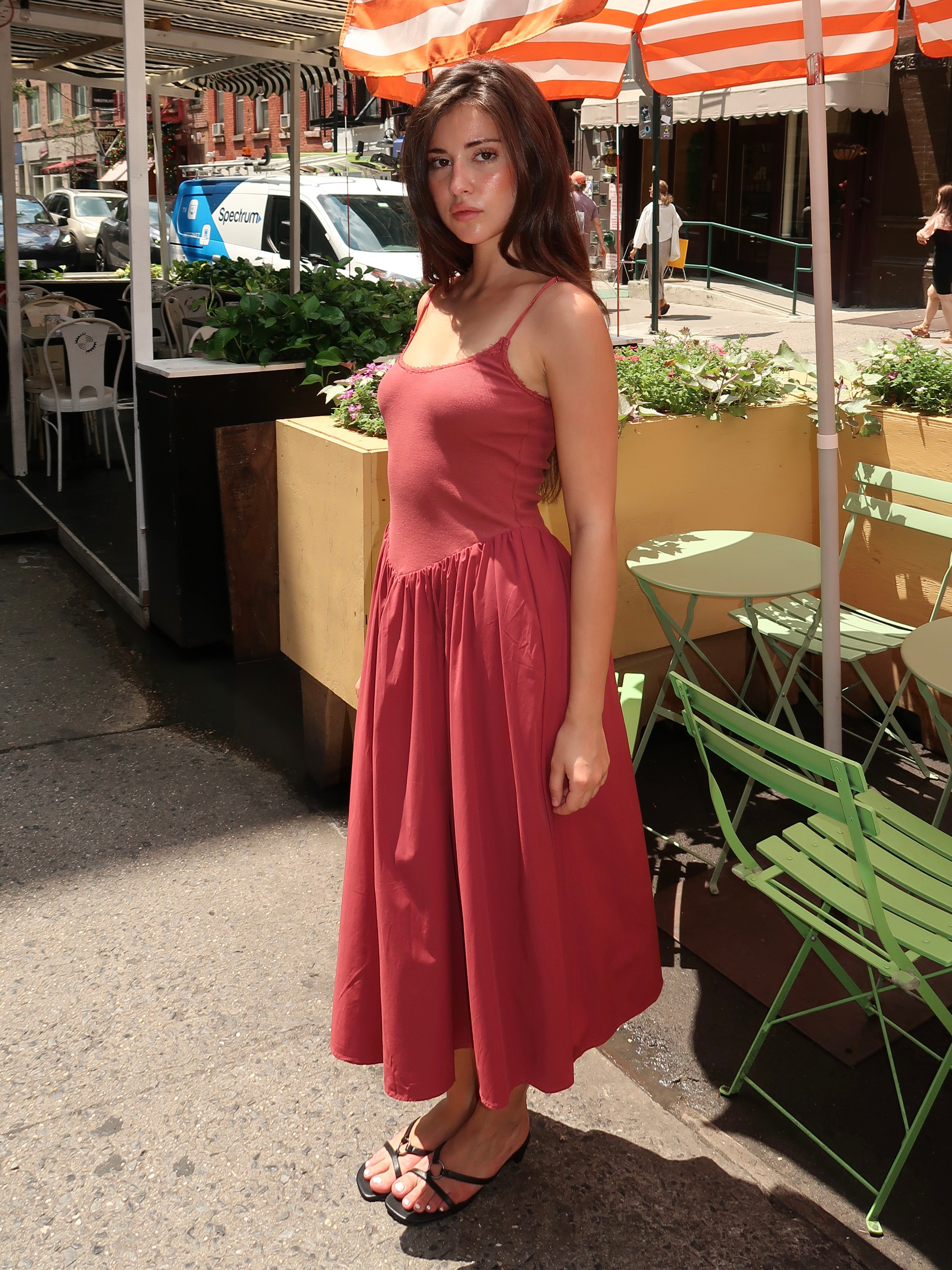 Claudette Midi Dress in Rosewood