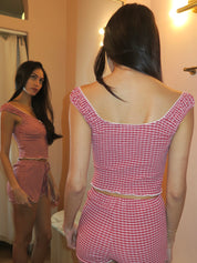 Athena Top in Plaid Burgundy