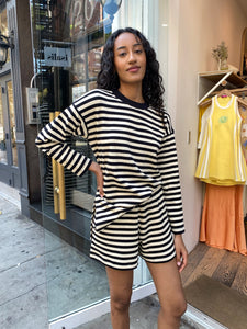 Hugo Long Sleeve Top in Black & Bone Stripe