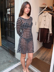 The Britain Dress in Black & White Dot