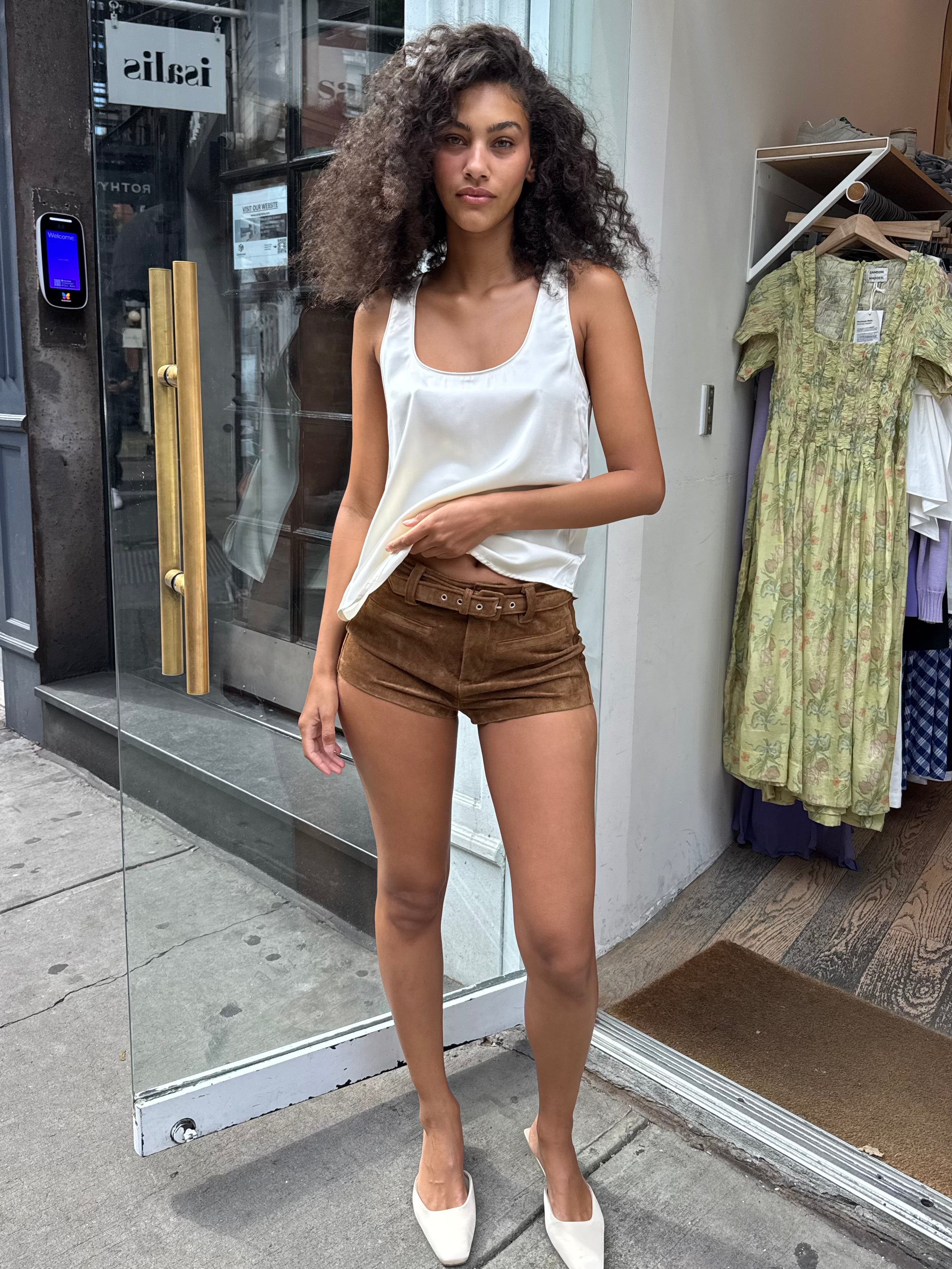 Wide Open Micro Shorts in Faux Suede