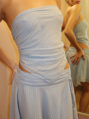 Ersa Scarf Top in Sky Blue Stripe