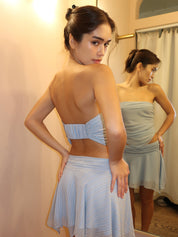 Ersa Scarf Top in Sky Blue Stripe