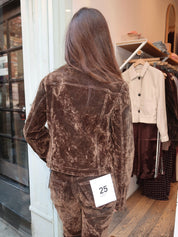 Slim Zip Up Jacket in Olive Branch Flocked