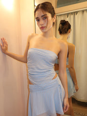 Ersa Scarf Top in Sky Blue Stripe