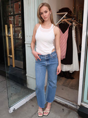 High Rise Wide Leg Crop in Indigo