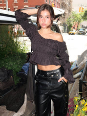 Sadie Ruched Blouse in Black