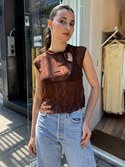 Mariposa Keyhole Tee in Brown