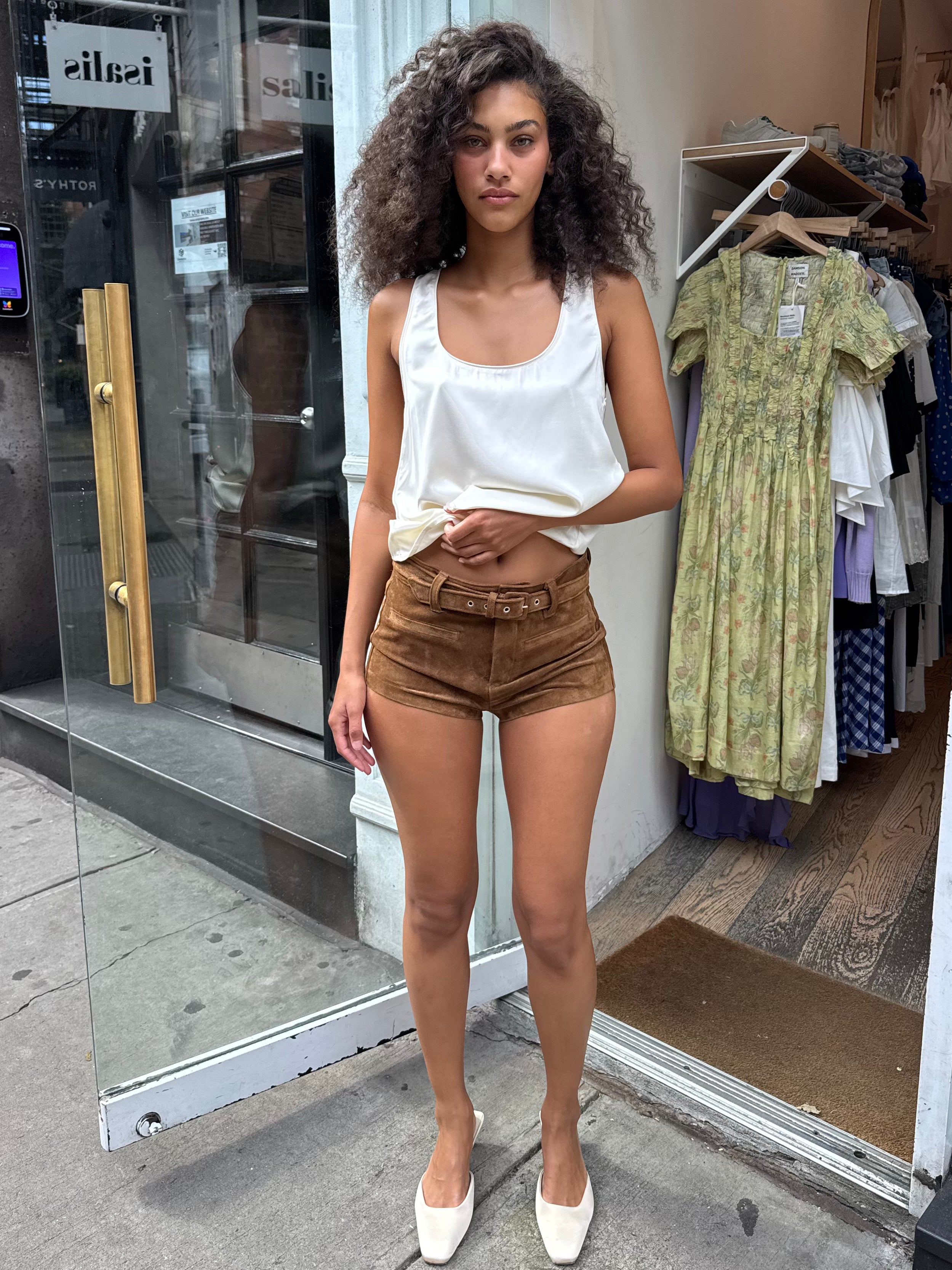Wide Open Micro Shorts in Faux Suede