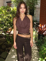 Sazriel Cowl Top in Dark Chocolate