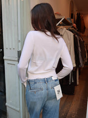 Mickey Cashmere Crewneck in Ivory Multi