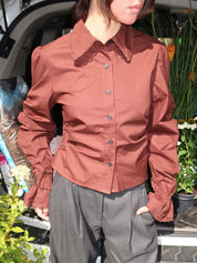 Sultana Brown Ruched Shirt