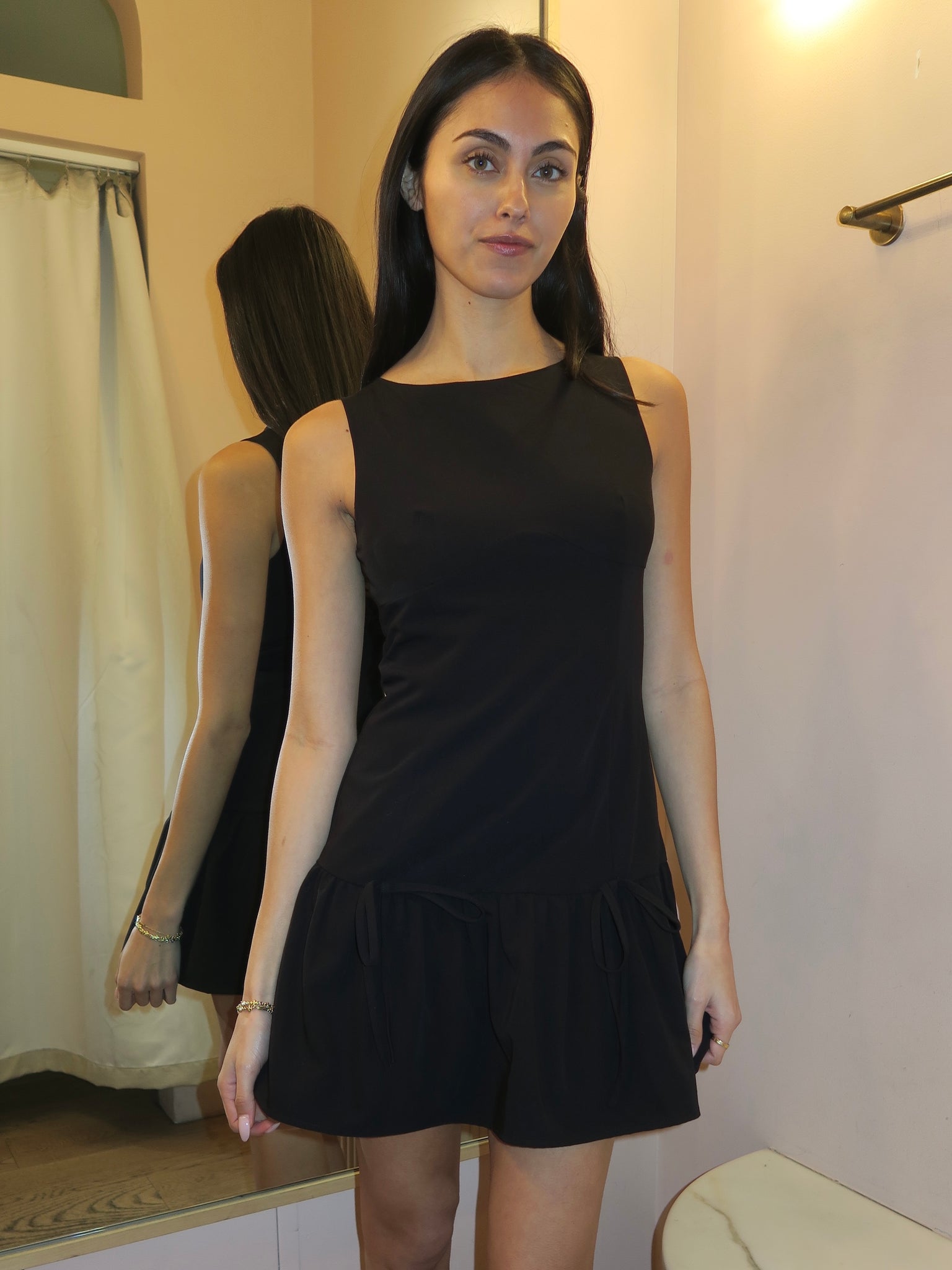 Evelyn Drop Waist Mini Dress in Black Isalis Evelyn Drop Waist Mini Dress in Black Isalis
