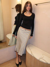 Brooke Midi Skirt in Ivory Dot