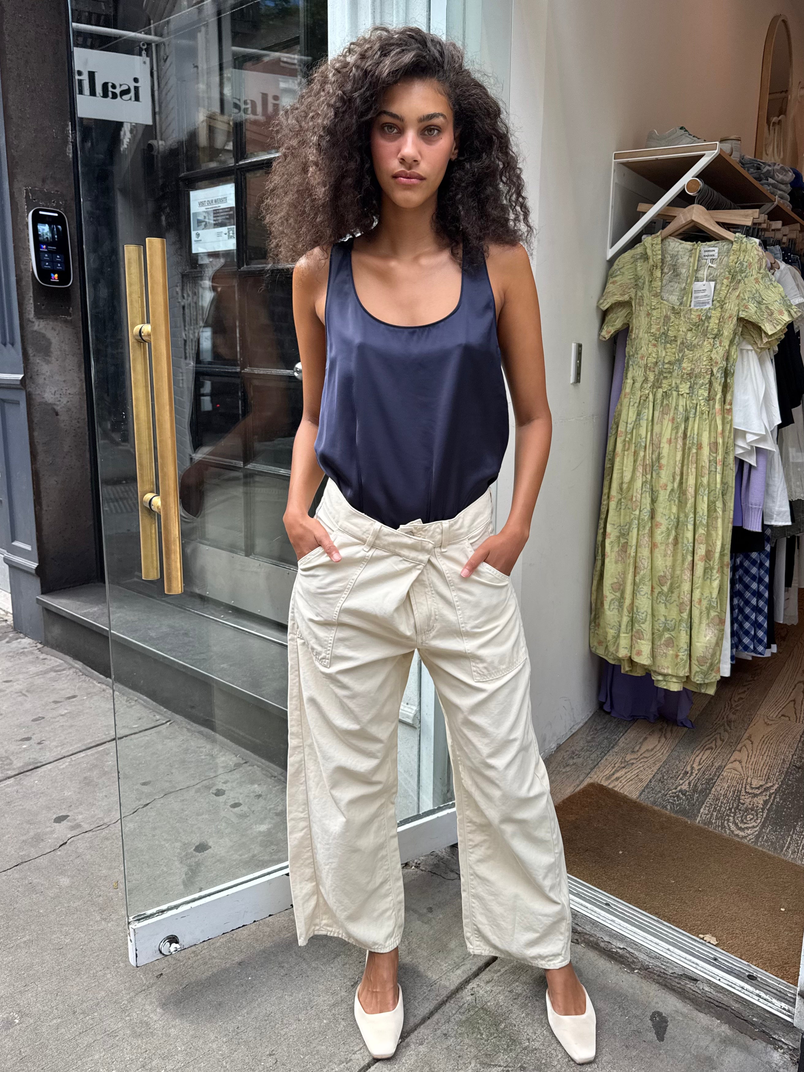Ines Crop Utility Trouser in Bone