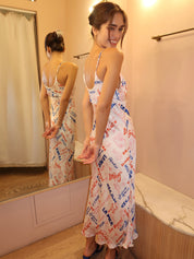 Joan Dress in White Multi Script