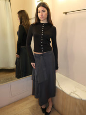 Tovah Asym Midi Skirt in Charcoal