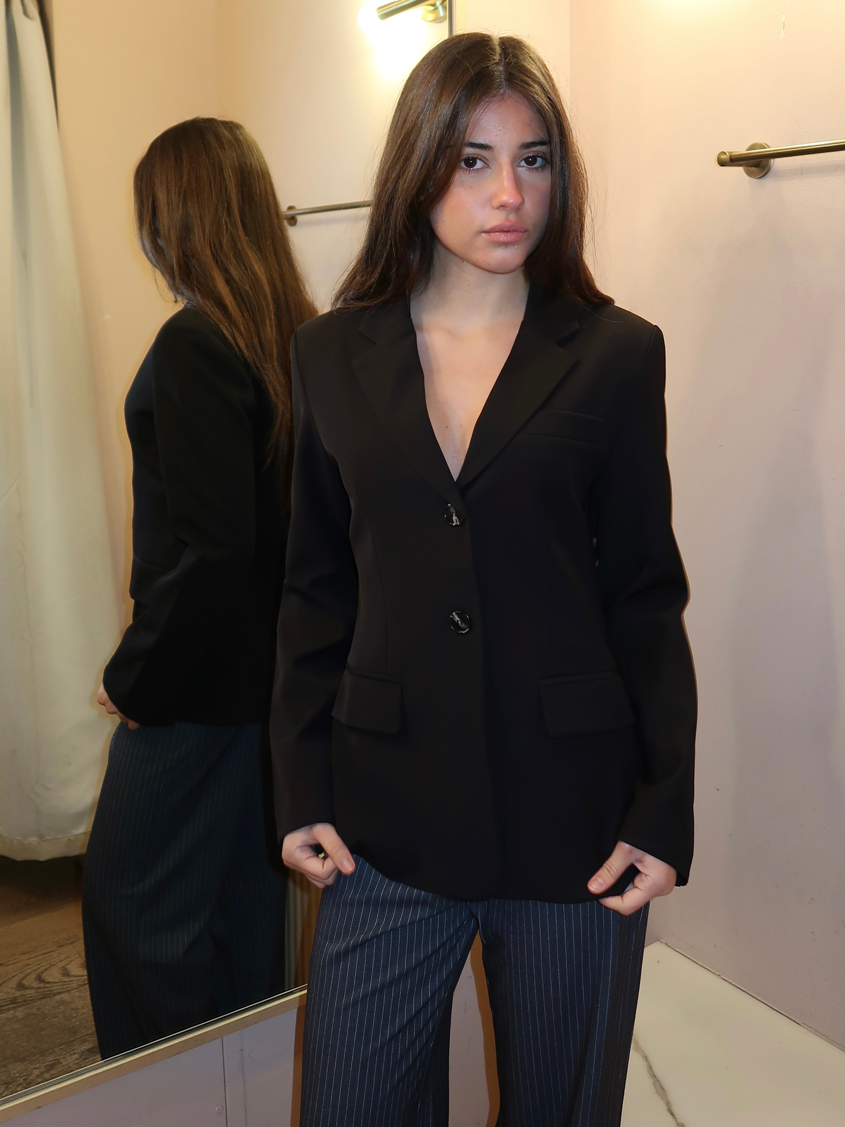 Garcelle Fitted Waist Jacket in Black