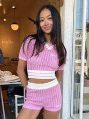 Cup Cropped Sports Top in Blush