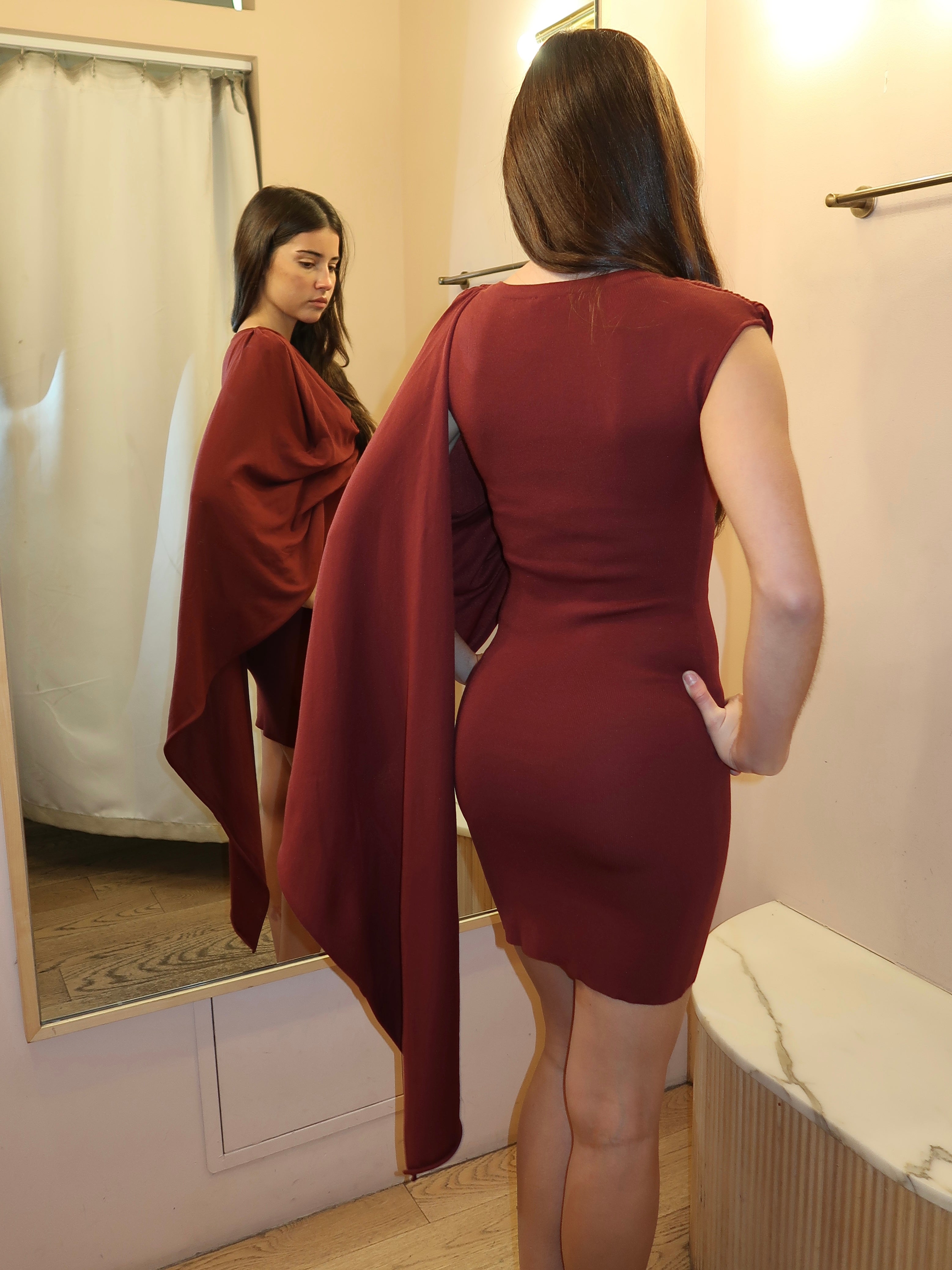 Zaria Scarf Mini Dress in Wine