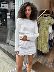 Fox Eyelet Mini Skirt in Off-White