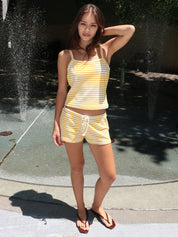 Cove Short in Yellow White Stripe