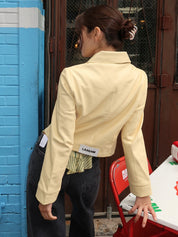 Gabriela Yellow Faux Leather Jacket