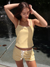 Fifi Terry Tank in Yellow White Stripe