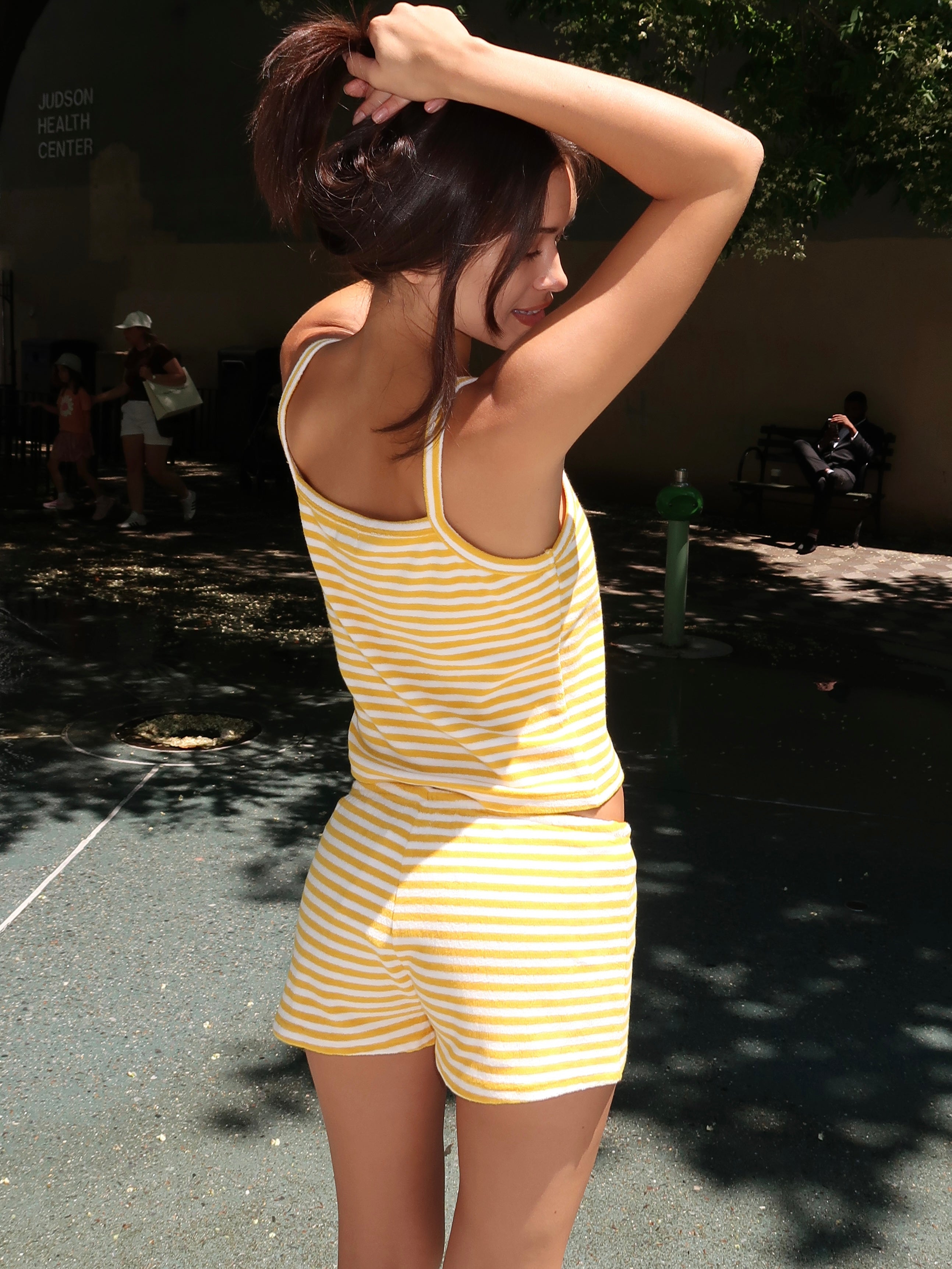 Fifi Terry Tank in Yellow White Stripe
