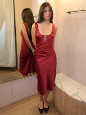 Andie Keyhole Midi Dress in Wine