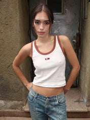 Kelsi Contrast Ecru Tank Top