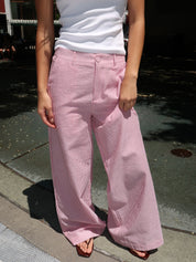 Portofino Pant in Red Seer Sucker