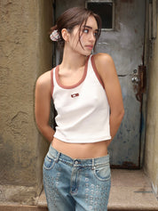 Kelsi Contrast Ecru Tank Top