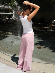 Portofino Pant in Red Seer Sucker