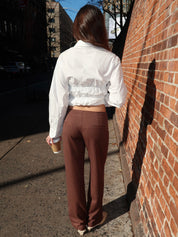 Yolanda Striped Low Rise Pants in Brown