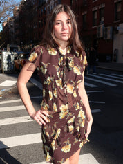 Hyacinth Scarf Top in Floral Brown