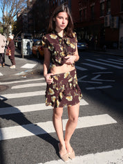Rosalia Mini Skirt in Floral Brown